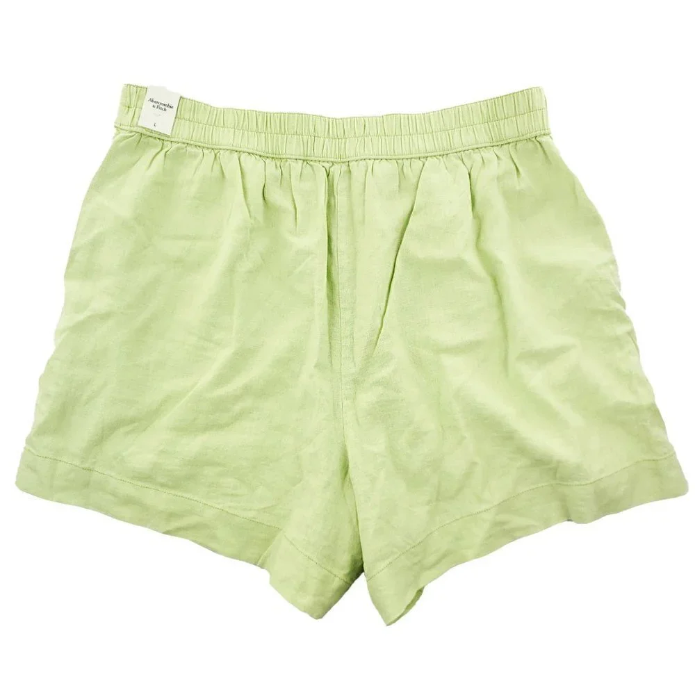 Abercrombie Fitch Linen Blend Shorts Light Green Stretch 32 Waist Women's Large